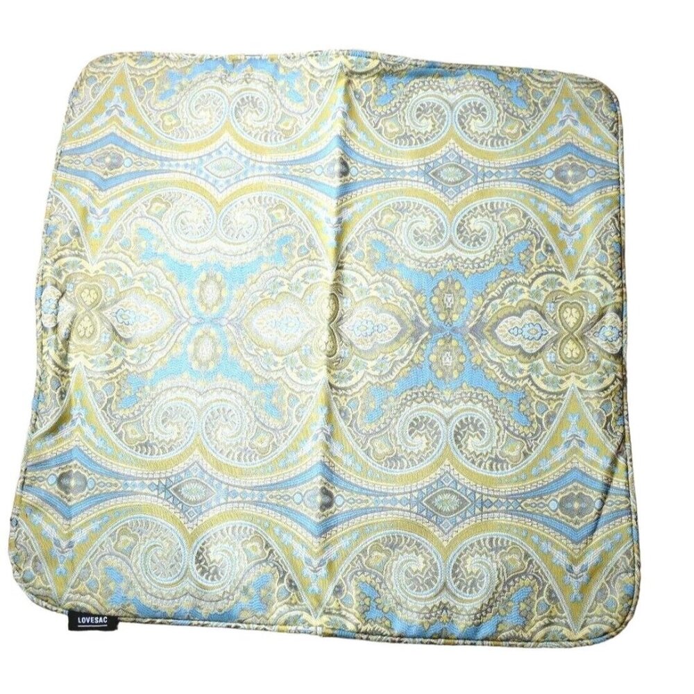 Lovesac Throw Pillow Cover with Piping Cerulean Majestic Weave 24x24 New